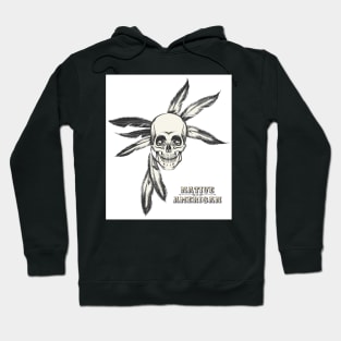 Indian Skull drawn in engraving style Hoodie